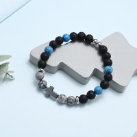 Gemstone Bracelets, Zinc Alloy, with turquoise & Map Stone, fashion jewelry & Unisex Approx 20 cm 