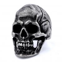 Stainless Steel Finger Ring, 304 Stainless Steel, Skull, plated, Unisex black 