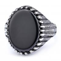 Anillo de dedo de acero Titanium de, Partículas de acero, pulido, diverso tamaño para la opción & para hombre, Negro, Vendido por UD