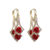 Resin Zinc Alloy Earring, with Resin, plated, micro pave cubic zirconia & for woman [