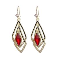 Crystal Drop Earring, Zinc Alloy, with Crystal, Rhombus, gold color plated, fashion jewelry & for woman & with rhinestone 