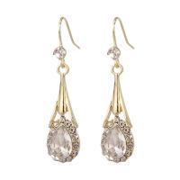 Crystal Drop Earring, Zinc Alloy, with Crystal, Teardrop, gold color plated, fashion jewelry & for woman & with rhinestone [