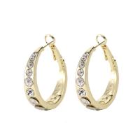 Zinc Alloy Rhinestone Hoop Earring, plated, fashion jewelry & for woman & with rhinestone 