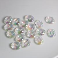 Plating Acrylic Beads, Flat Oval, DIY & faceted, clear Approx 