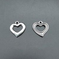 Zinc Alloy Heart Pendants, antique silver color plated, vintage & DIY & hollow Approx [