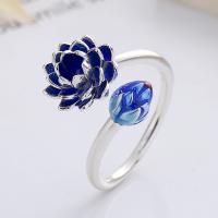 Sterling Silver Finger Ring, 925 Sterling Silver, Flower, Antique finish, fashion jewelry & for woman & epoxy gel, 16mm 