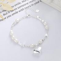 Fashion Sterling Silver Jewelry Sets, 925 Sterling Silver, with Plastic Pearl, with 1.97inch,1.18inch extender chain, bright silver color plated, fashion jewelry & for woman Approx 15.74 Inch, Approx 6.3 Inch 