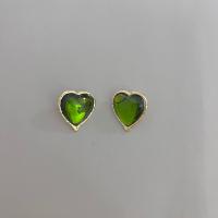 Acrylic Stud Earring, Zinc Alloy, with Acrylic, Heart, fashion jewelry & for woman, green 