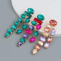 Zinc Alloy Rhinestone Drop Earring, with Glass Rhinestone, fashion jewelry & for woman 