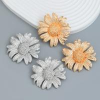 Zinc Alloy Stud Earring, Sunflower, plated, fashion jewelry & for woman 