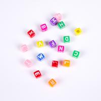 Acrylic Alphabet Beads, Plastic, Cube, DIY & enamel, mixed colors [