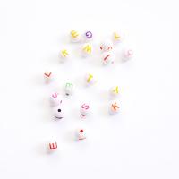 Perles lettre acrylique, Rond, DIY & émail, couleurs mélangées, 8mm, Environ Vendu par sac[