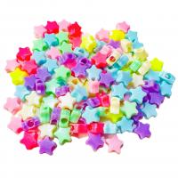 Solid Color Plastic Beads, Polystyrene, Star, injection moulding, DIY, mixed colors Approx [