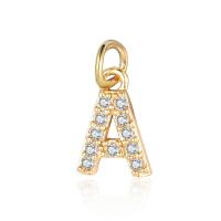 Cubic Zirconia Micro Pave Brass Pendant, Alphabet Letter, gold color plated, fashion jewelry & DIY & micro pave cubic zirconia 