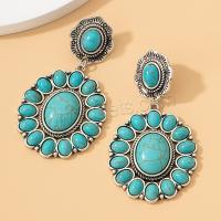 Turquoise Zinc Alloy Earring, with turquoise, silver color plated, fashion jewelry & for woman, blue [