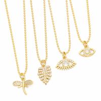Cubic Zircon Micro Pave Brass Necklace, plated, fashion jewelry & micro pave cubic zirconia, golden cm [