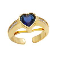 Cubic Zirconia Micro Pave Brass Finger Ring, Heart, plated, fashion jewelry & micro pave cubic zirconia Inner Approx 17mm 