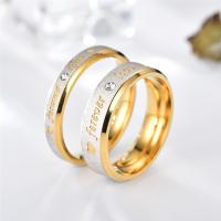 Rhinestone Stainless Steel Finger Ring, 316L Stainless Steel, Vacuum Ion Plating, Unisex  & with rhinestone 