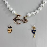 Enamel Zinc Alloy Jewelry Sets, with Plastic Pearl, plated & for woman [