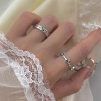 Rhinestone Zinc Alloy Finger Ring, plated & micro pave rhinestone & for woman, silver color [