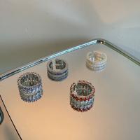 Strass Zink Legierung Finger Ring, Zinklegierung, plattiert, verschiedene Stile für Wahl & Micro pave Zirkonia & Micro pave Strass & für Frau, keine, verkauft von PC[