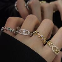 Rhinestone Zinc Alloy Finger Ring, plated & micro pave rhinestone & for woman 
