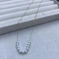 Sterling Silber Perlenkette, Natürliche kultivierte Süßwasserperlen, mit 925er Sterling Silber, rund, 18K vergoldet, Modeschmuck & unterschiedliche Länge der Wahl & für Frau, weiß, 5mm, verkauft von PC[
