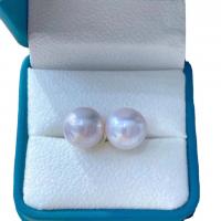 Freshwater Pearl Stud Earring, Edison Pearl, Round, fashion jewelry & for woman, white, 10-11mm 