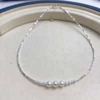 Sterling Silber Perlenkette, Natürliche kultivierte Süßwasserperlen, mit 925er Sterling Silber, rund, Modeschmuck & unterschiedliche Länge der Wahl & für Frau, weiß, 3-4mm, verkauft von PC