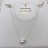 Natural Freshwater Pearl Necklace, with 18K Gold, with 3cm extender chain, Round, fashion jewelry & for woman, white, 6.5-7mm,8-9mm Approx 42 cm 