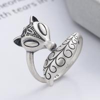 Sterling Silver Finger Ring, 925 Sterling Silver, Fox, Antique finish, fashion jewelry & for woman, 20mm 