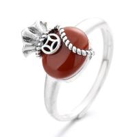 Sterling Silver Finger Ring, 925 Sterling Silver, with Yunnan Red Agate, Money Bag, Antique finish, fashion jewelry & for woman, 14mm 