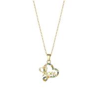 Cubic Zirconia Stainless Steel Necklace, Titanium Steel, Vacuum Ion Plating, fashion jewelry & micro pave cubic zirconia & for woman, golden Approx 15.75 Inch [