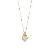 Cubic Zirconia Stainless Steel Necklace, 304 Stainless Steel, with 1.97inch extender chain, Swan, Vacuum Plating, fashion jewelry & micro pave cubic zirconia & for woman, golden Approx 15.72 Inch [