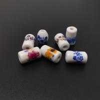 Pinselführung Porzellan Perlen, Zylinder, DIY & verschiedene Muster für Wahl, keine, 10x15mm, Bohrung:ca. 3mm, ca. 100PCs/Tasche, verkauft von Tasche