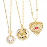 Cubic Zircon Micro Pave Brass Necklace, with 5cm extender chain, Heart, plated, fashion jewelry & micro pave cubic zirconia cm 