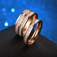 Нержавеющая сталь Rhinestone палец кольцо, Нержавеющая сталь 304, вакуумное ионное покрытие, Мужская & разный размер для выбора & разные стили для выбора & со стразами, Много цветов для выбора, продается PC