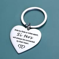 Stainless Steel Key Chain, 201 Stainless Steel, Heart, polished 30MM 