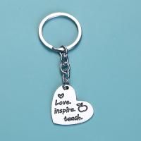Stainless Steel Key Chain, 201 Stainless Steel, Heart, polished, Unisex 30MM 
