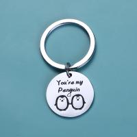 Stainless Steel Key Chain, 201 Stainless Steel, Round, polished, Unisex silver color, 30MM 