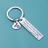 Stainless Steel Key Chain, 201 Stainless Steel, Rectangle, polished, Unisex silver color, 30MM 