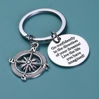 Stainless Steel Key Chain, 201 Stainless Steel, Round, polished, Unisex silver color, 30MM 