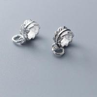 Sterling Silver Leaf Pendants, 925 Sterling Silver, Antique finish, DIY Inner Approx 6.5mm 