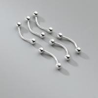 925 Sterling Silver Piercing Earring, polished, Unisex, silver color, 16mm 