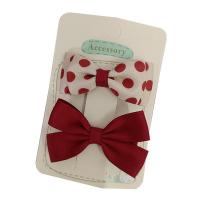 Alligator Hair Clip, Polyester and Cotton, with Iron, Bowknot, 2 pieces & for children, red, 60mm [