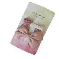 Alligator Hair Clip, Polyester and Cotton, with Iron, Bowknot, 2 pieces & for children, pink, 60mm 