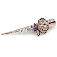 Alligator Hair Clip, Zinc Alloy, with Resin, Flower, gold color plated, fashion jewelry & for woman & with rhinestone [