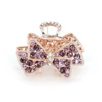 Hair Claw Clips, Zinc Alloy, Bowknot, rose gold color plated, Korean style & for woman & with rhinestone 