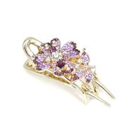 Hair Claw Clips, Acrylic, with Zinc Alloy, Flower, gold color plated, Korean style & for woman & with rhinestone [
