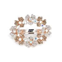 Hair Snap Clips, Zinc Alloy, with Resin, Flower, rose gold color plated, Korean style & for woman & with rhinestone [